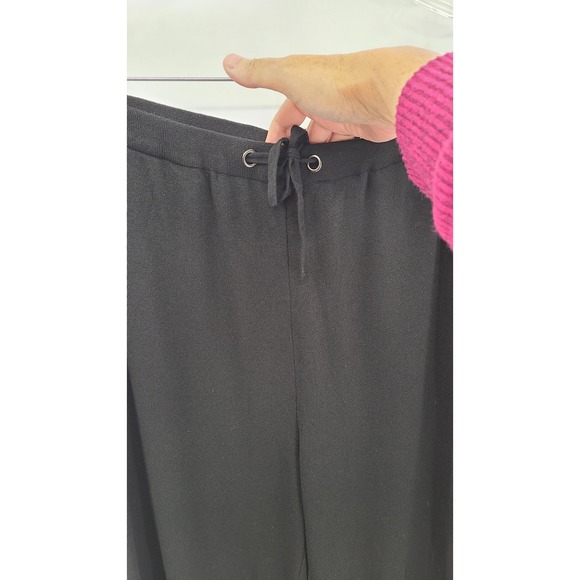 Ming Wang Black Knit Drawstring Pants Women's Size Small Slit Hem Casual - Picture 7 of 9